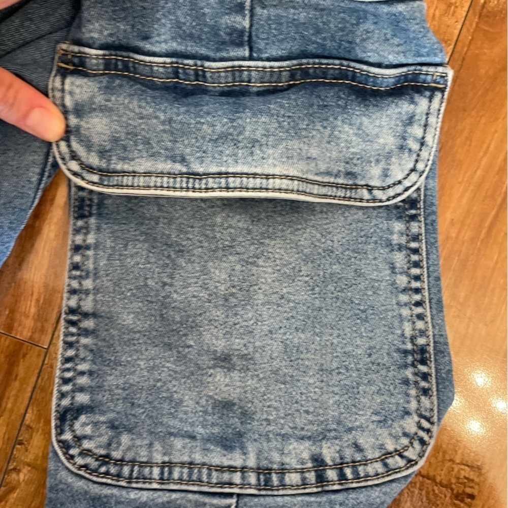 SO Women’s Blue High Waist Mom Jean Denim Cargo Joggers Pants Size 5 27 - Picture 9 of 10